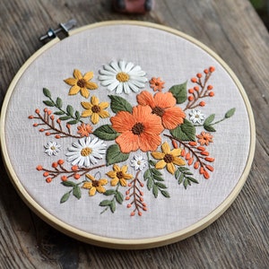 Floral Embroidery craft kit with an enchanting pattern, for 20 cm hoop (options available)