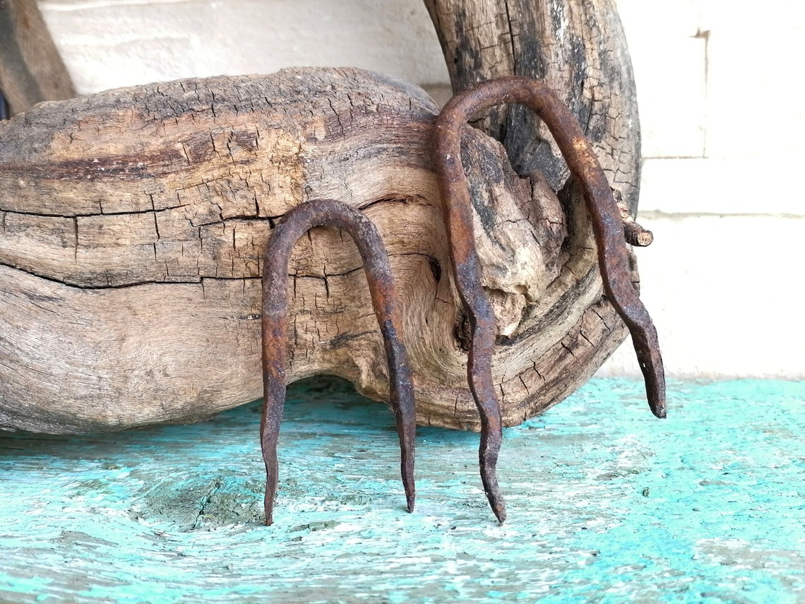 Antique metal rusty Two rusty staples for metal steampunk Etsy