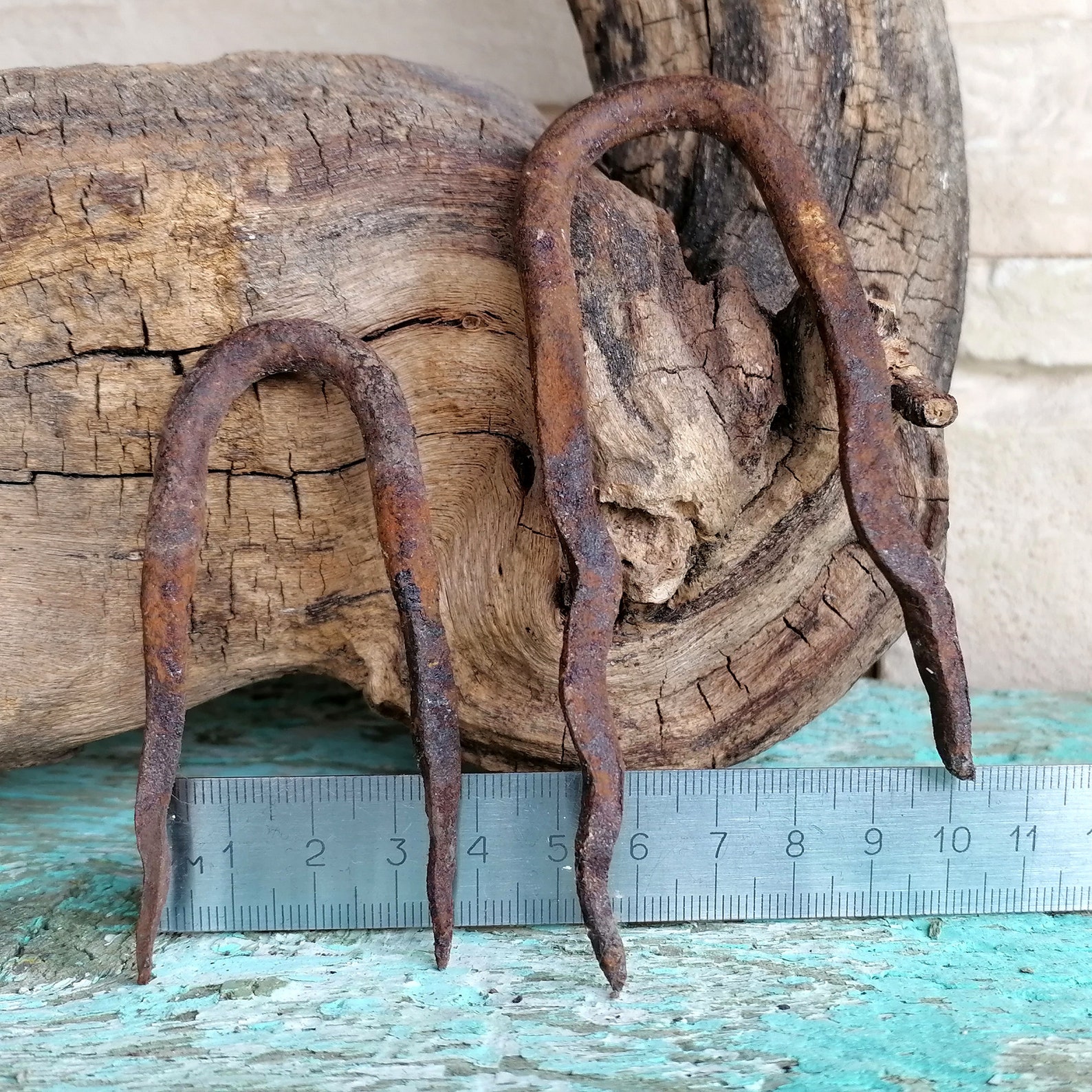 Antique metal rusty Two rusty staples for metal steampunk Etsy