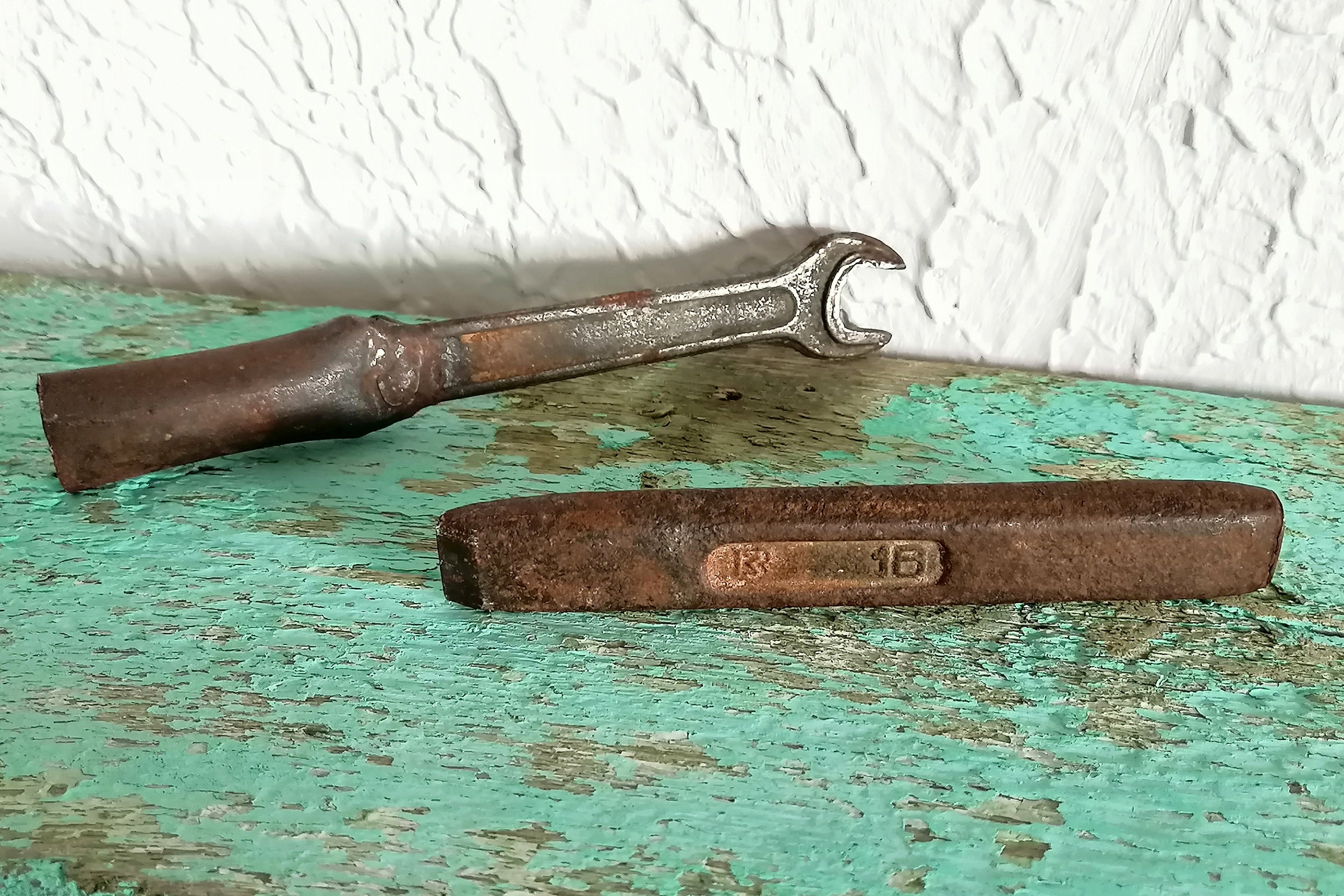 Vintage cold chisel and wrench Old rusty farm tools Man Etsy