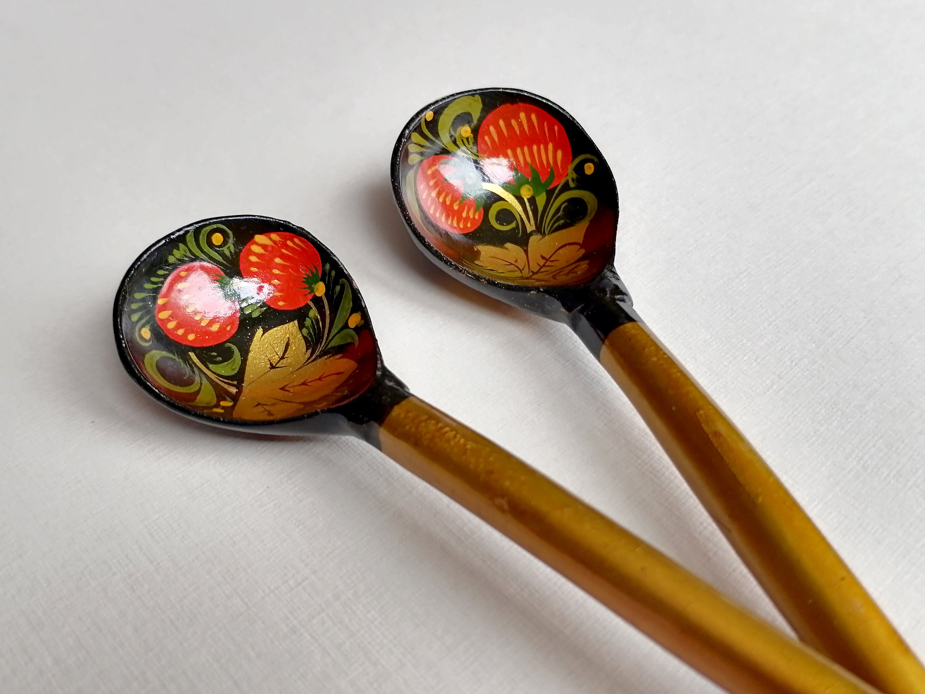 Small wooden spoons painted Russian wooden souvenirs Etsy
