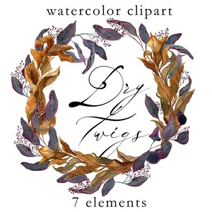 7 cadres et compositions gothiques, Clipart de plantes séchées à l'aquarelle, herbier victorien, scrapbooking d'esthétique vintage, éléments néogothiques