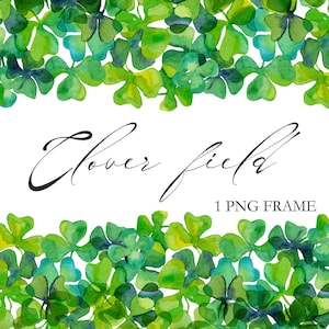Cadre de champ de trèfle, fond de trèfle aquarelle, frontière de trèfle irlandais, jour de la Saint Patrick, image de champ d'herbe, scrapbooking bricolage