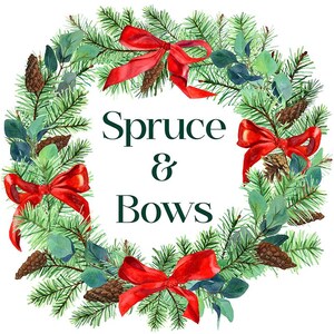 Couronne de pin à feuilles persistantes aquarelle avec noeuds rouges en soie Clipart imprimable - Sapin de Noël et cadre hiver pommes de pin - Bordure de Noël en épicéa