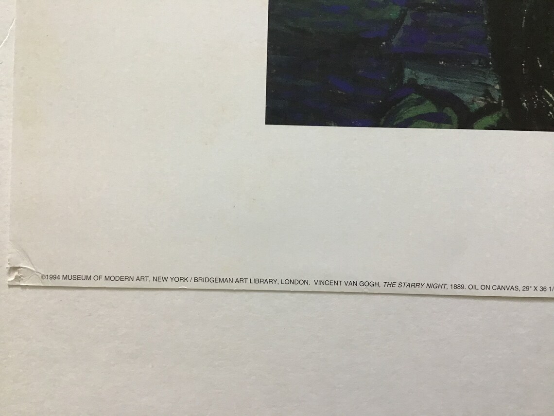 Vincent Van Gogh the Starry Night Museum of Modern Art 1992 Print of ...