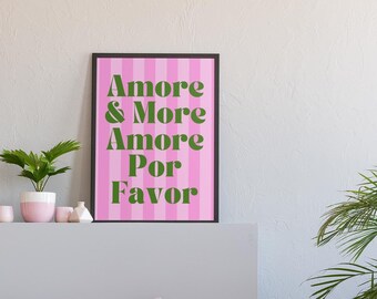 Amore and More Amore Por Favor Poster Digital Download | Amore Wall Art Poster | Typography Poster | Aesetheic Bedroom Poster | Girly Poster