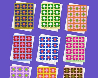 All Occassion Assorted Greeting Card Pack | Textile Geometric Greeting Cards | Holiday Card Pack | Cards for Every Occassion