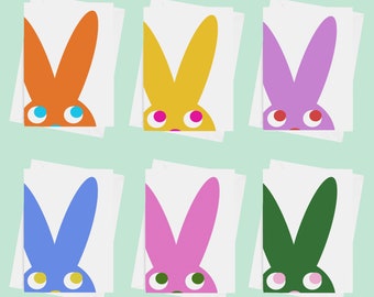 Bunny Happy Easter Card Set | Happy Easter Cards 6 Pack | Easter Bunny Cards | Easter Card Set | Easter Cards Bulk | Party Invitations