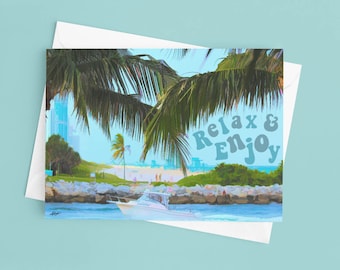 Happy Father's Day Relaxing Boat Card For Dad or Grandpa