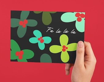Fa La La Blank Holiday Holly Cards 6 Pack