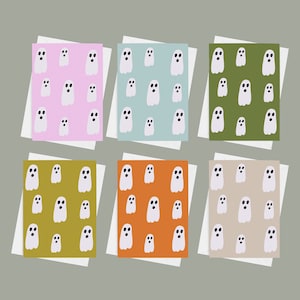 Spooky Ghost Cards Halloween Blank Greeting Card Set 6 or 10 | Ghost Halloween Cards | Cute Aesthetics Halloween Cards