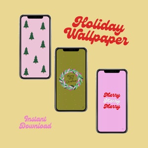 Christmas Holiday iPhone Wallpapers Bundle of 3 | Instant Digital Downloads | Holiday Phone Background | Christmas iPhone Wallpaper