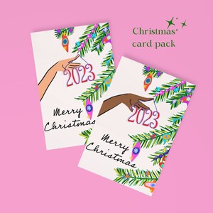 Retro Merry Christmas Card Pack For 2023 | 6 Cards with Envelopes | Christmas Cards  | Retro Christmas Card | 2023 Christmas Card
