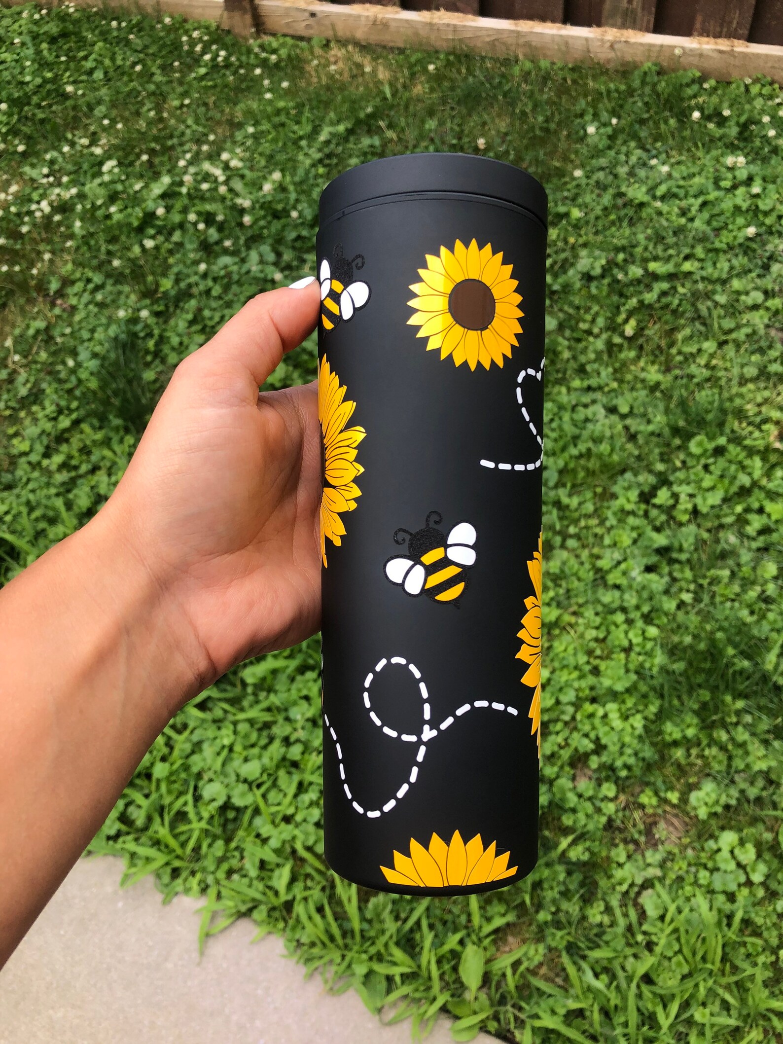 Sunflower/ Bees Tumbler 18oz with straw Cup/ Drinkware Etsy