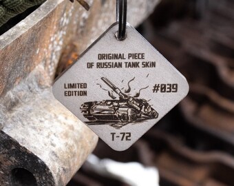 Piece of russian tank recycled in Ukraine, Paracord keychain, Gift for him, Ukraine war trophy, Tank skin key fob, Military gift for men