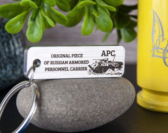 Ukrainian Mens Keychain Memorable Christmas Gift 2025, Mens Key Ring, Custom Metal Key Fob, Destroyed russian carrier Recycled in Ukraine