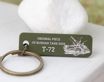 Piece of russian tank keychain, Destroyed tank recycled in Ukraine, Brutalist mens khaki keychain, Cristmas military gift, Mens gift ideas