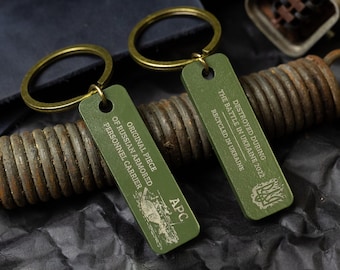Ukraine keychain, Key chain from piece of destroyed russian carrier, Brutalist trident keyring, Military gift for veteran, Key fob for men