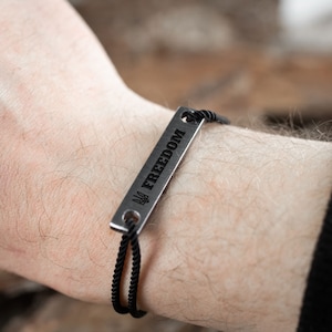 Ukraine bracelet for men, Brutalist bar bracelet, Ukrainian gifts, Stand with Ukraine, Armband with custom engraving, Christmas men gift