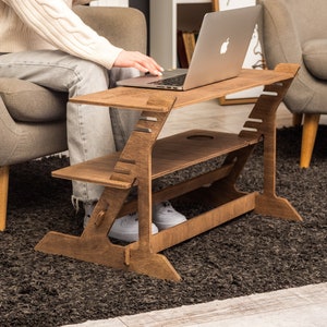 Laptopständer, Stehpult-Laptopständer, Holzarbeitsplatz, moderner Schreibtisch, verstellbarer Schreibtischständer, Sitzen-Stehpult