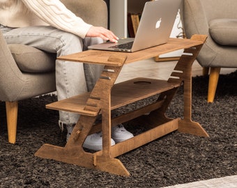 Laptop stand , Standing desk laptop stand, Wood work station , Modern desk, Adjustable desk stand, Sit Stand Desk