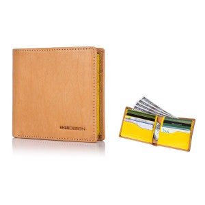 ENZODESIGN, Portefeuille en cuir italien, 10 emplacements pour cartes, Portefeuille pour homme, Portefeuille pour homme, Portefeuille pour cartes de crédit, Deux volets, Portefeuille personnalisé