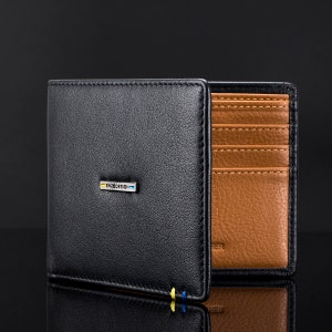 ENZODESIGN、フルグレインレザーウォレット、スリムウォレット、メンズウォレット、クレジットカードウォレット、二つ折り、男性へのギフト、enzo