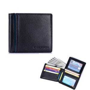 ENZODESIGN、ソフトカウレザー、レザーウォレット、二つ折り財布、メンズウォレット、カードウォレット、フルグレイン、男性ギフト、彼へのギフト、IDホルダー