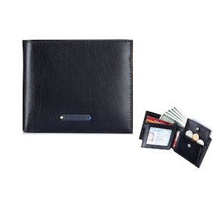 ENZODESIGN, Cuero de Búfalo, Cartera de Cuero, Cartera Bifold, Cartera hombres, Cartera con bolsillo para monedas, Grano completo, Tarjeta SIM, Regalo para él, enzo,