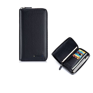 ENZODESIGN, Cartera de piel de búfalo, Cartera de viaje, Cartera para hombre, Cartera para tarjetas, Cartera larga, Regalo para hombre, Regalo para él, Cartera para teléfono