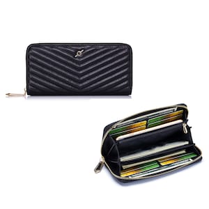 ENZODESIGN, Tacto Suave, Piel de Cordero, Cuero Acolchado, Cartera Larga Zip Around, enzo, Monedero, Cartera larga, Cartera mujer, cartera para mujer, Regalo