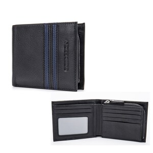 ENZODESIGN, Cartera de cuero de napa de vaca, Compartimento para monedas con cremallera, Cartera para hombres, Cartera para tarjetas de crédito, Bifold, Impresionante cartera de regalo, bolsillo para monedas,