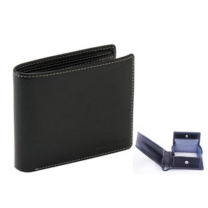 ENZODESIGN, Cuero italiano, Monedero Coin Box, Bifold, Monedero para hombres, Monedero para hombres, enzo, Estilo compartimento de monedas de Japón, Grano completo, Cuero de vaca