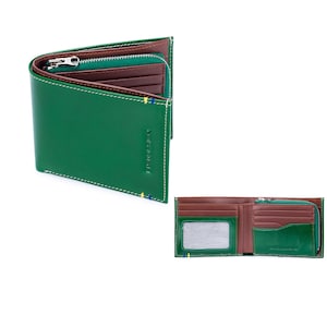 ENZODESIGN, Portefeuille en cuir italien, Compartiment zippé pour la pièce, Portefeuille en cuir pour homme, Portefeuille pour cartes de crédit, Deux volets, Cadeau génial, Pochette pour pièce de monnaie, ENZO