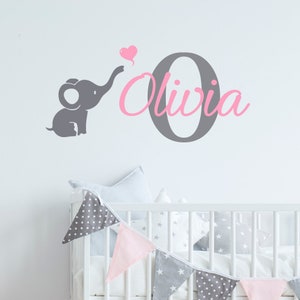 Personalised Elephant Wall Sticker, Elephant Name Decal, Kids Elephant Wall Sticker, Nursery Elephant Sticker, Elephant Decal