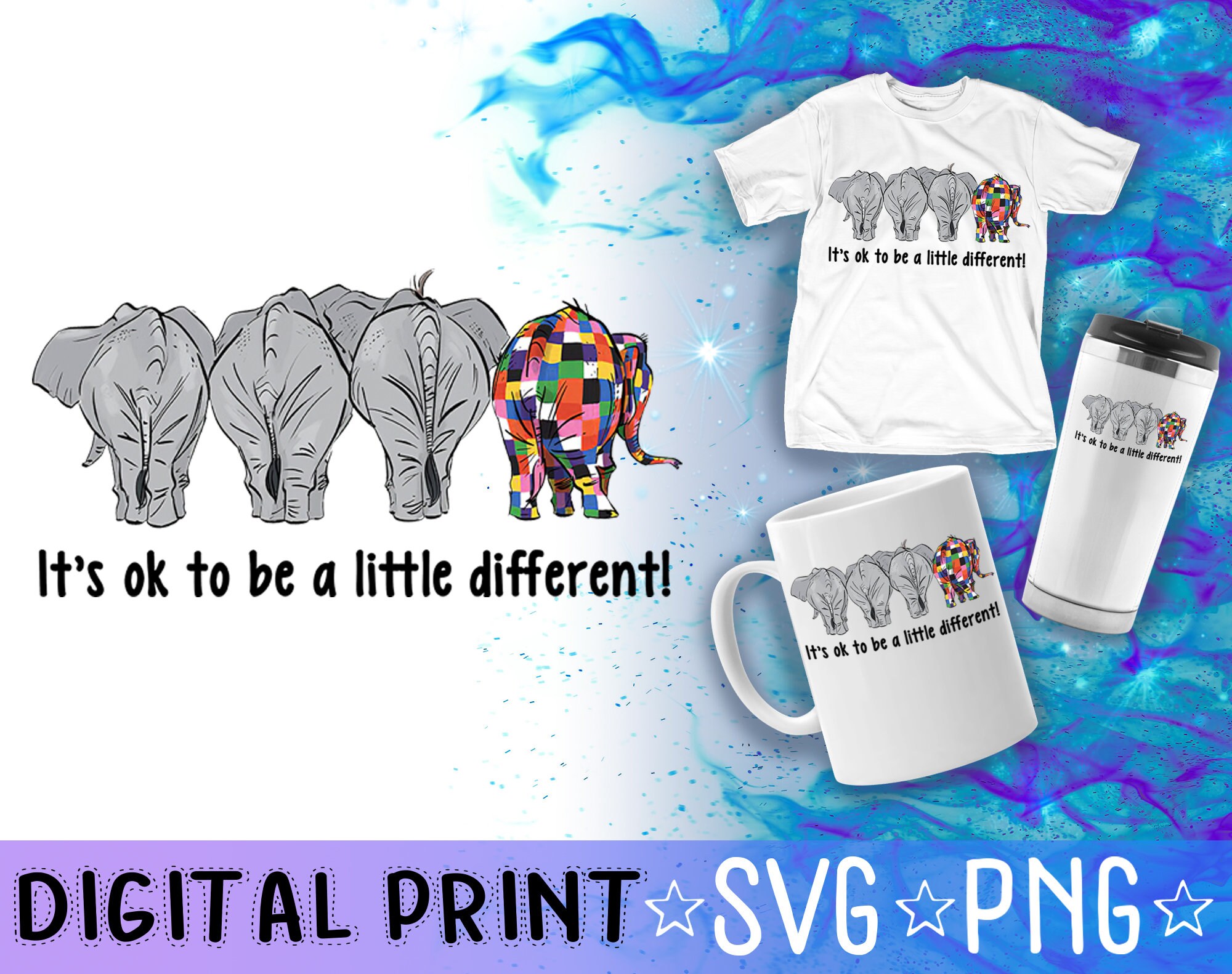 Autism Elephant Digital File Download PNG