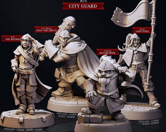 City guards patrols scout tracker miniatures 3D printed with plant based resin - City Guards