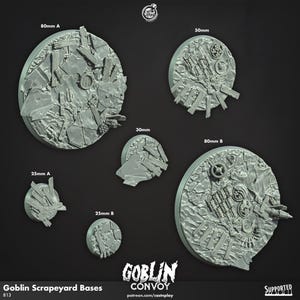 Metall Schrottplatz Holzschutt Zerstörung Stil Themen Paintable Miniatur Modell Basiskreis 25 mm, 30 mm, 35 mm, 50 mm, 80 mm- Goblin Konvoi