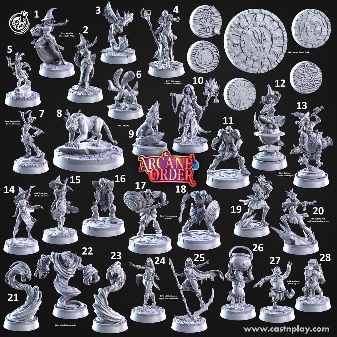 Complete Arcane Order 32mm Scale Collection: Fantasy Magic Wizard ...