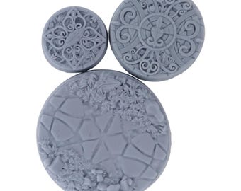 Woodland Nature Style Themed Paintable Miniature Model Bases Circle 25mm, 35mm, 50mm, 60mm - Elvenwood Grove by CastNPlay