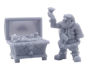 Miniatura pintable de comerciante de gemas enano, prestamista y buscador de tesoros para juegos de rol de mesa y dioramas - Legado Enano