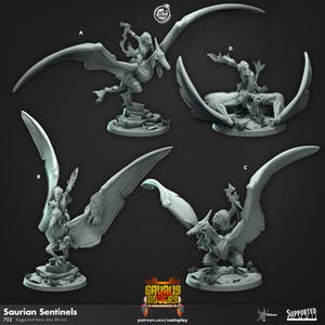 Pterodactyl Dinosaur 32mm Scale: Saurian Sentinels Fantasy Paintable Miniature Model 3D Printed for Tabletop Games Dioramas - Saurus Rovers