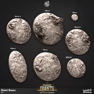 巨大なキャンプの残骸 自然スタイルをテーマにしたペイント可能なミニチュアモデルベース 円形 楕円形 20 mm、60 mm、80 mm、90 mm、100 mm - Kragger&#39;s Giants
