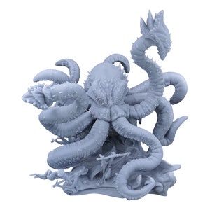 Miniatura detalhada de Kraken impressa em 3D e pintável: um monstro marinho mítico para aventuras de mesa de fantasia - Deep Sea Tales