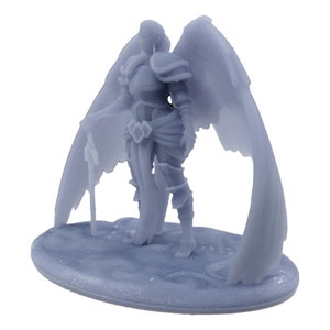 Female Celestial Paladin 28mm/32mm Scale Paintable Angelic Fantasy Miniature 3D printed in Grey Resin for Tabletop
