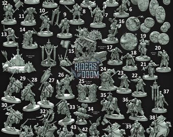 Complete Riders of Doom-verzameling op 32 mm-schaal: fantasie-religieuze cultist Crusader-schilderbare miniaturen voor tafelspellen en diorama's
