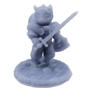 Squirrel Humanoid Warrior Knight: Forest Guardian Paintable Miniature 3D printed in Grey Resin