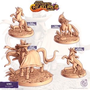 Eenhoorn metgezel Uni the Unicorn overschilderbare miniatuur 3D-geprint met plantaardige hars
