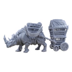 Caravana de Rinocerontes do Mercador - Miniatura Pintável Impressa em 3D - Nas Areias Antigas