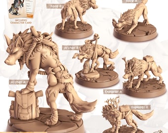 Wolf companion Gof the Wolf paintable miniature 3D printed with plant based resin